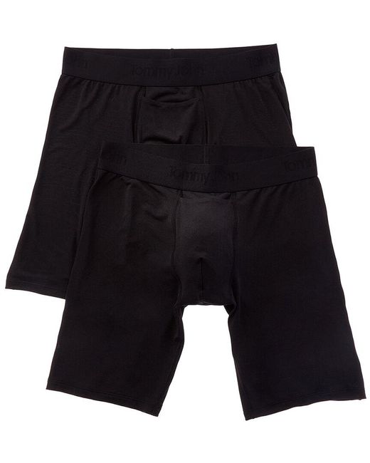 Tommy John Black 2Pk Second Skin 8 Boxer Brief for men