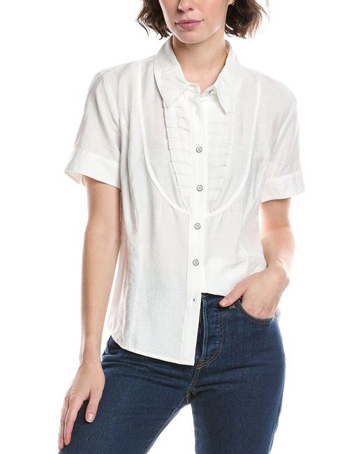 Cabi White Tuxedo Top
