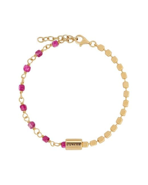 Karma and Luck Metallic Zodiac Plated Ruby Beaded Bracelet