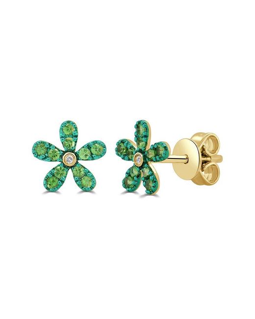 Sabrina Designs Green 14K 0.27 Ct. Tw. Diamond & Tsavorite Flower Studs