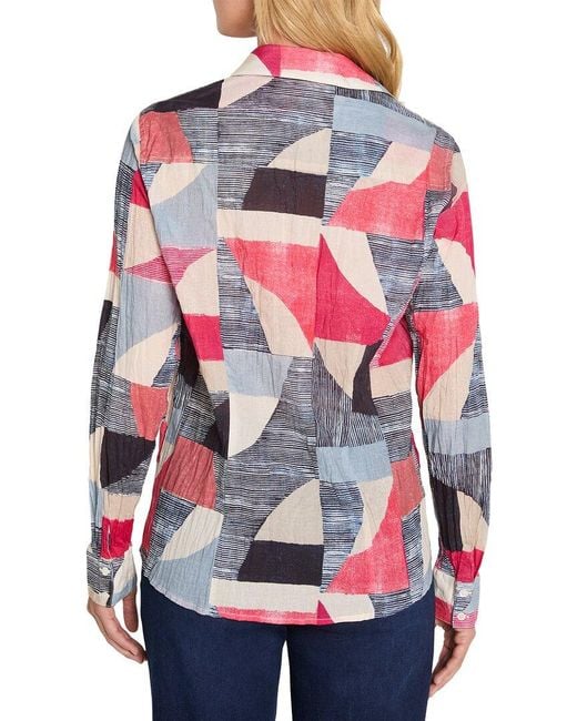 NIC+ZOE Red Plus Set Sail Crinkle Shirt