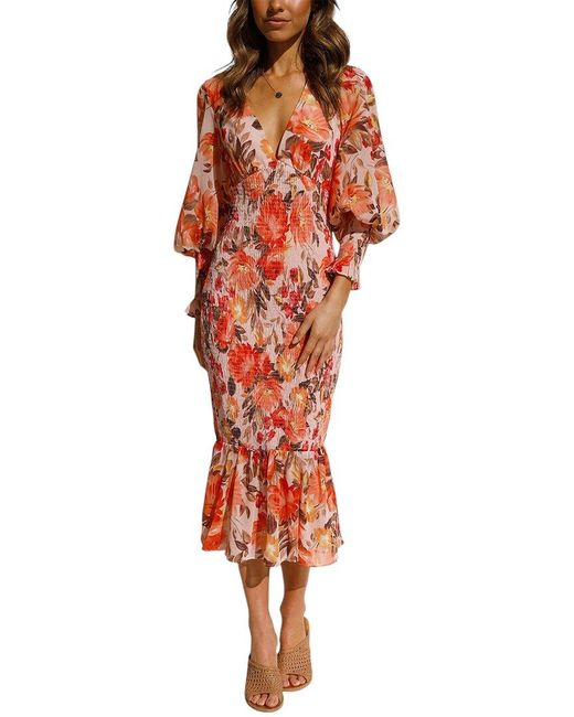 CHARLOTTE GREEN Red Midi Dress