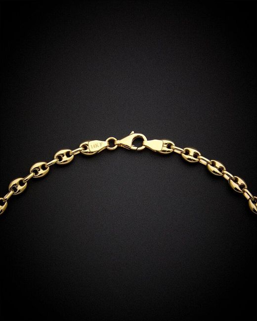 Italian Gold Black 14K Puffed Mariner Necklace