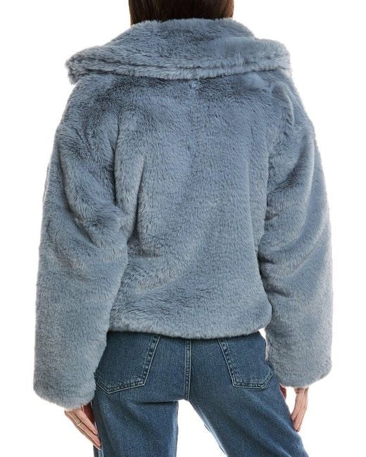 Noize Blue Short Faux-Fur Coat
