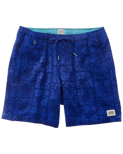 Scotch & Soda Blue Floral Maze Swim Trunk for men