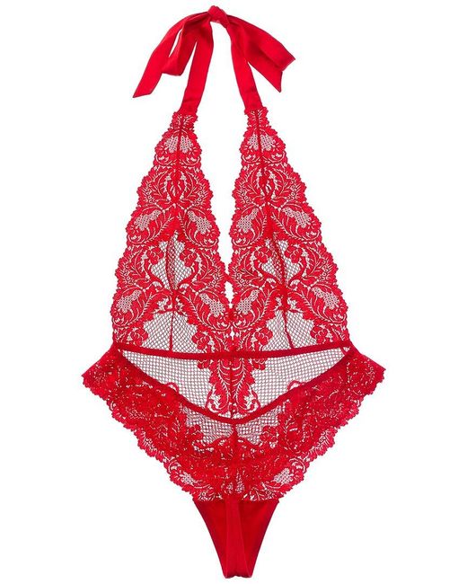 Le Mystere Red Lace Allure Bodysuit