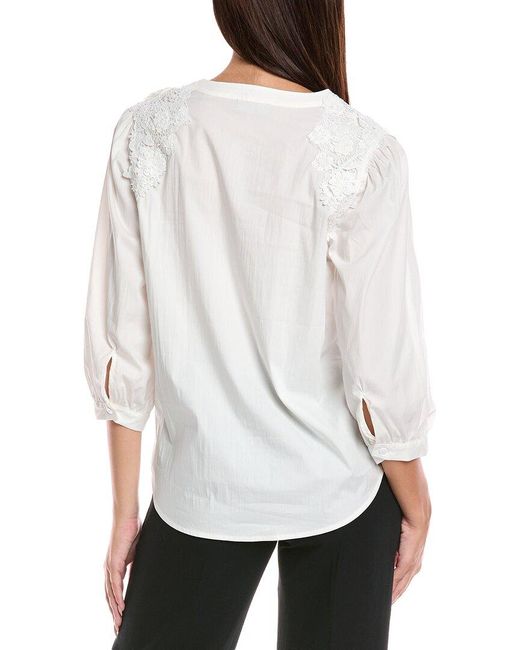 Tahari White A-Line Blouse