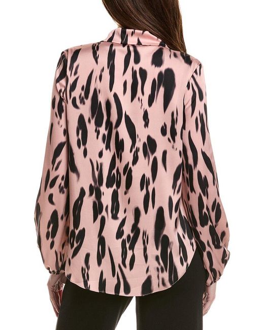 Joseph Ribkoff Pink Cuff-Sleeves Printed Blouse