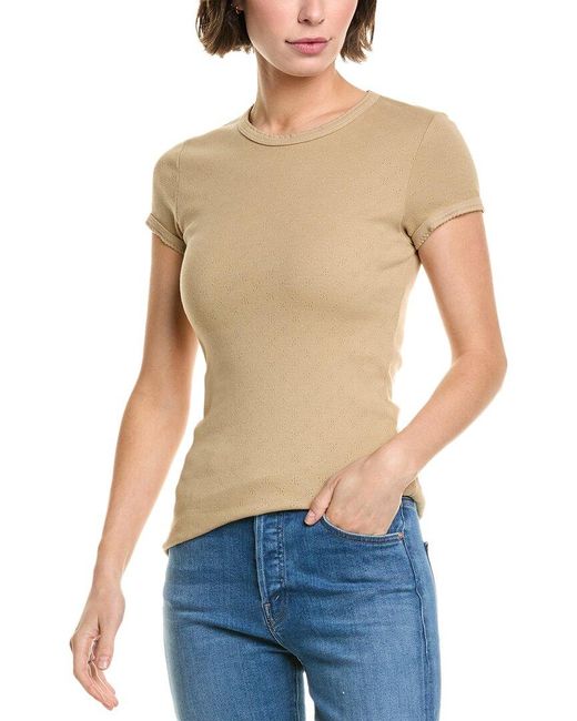 Enza Costa Blue Scallop Edge Pointelle Top