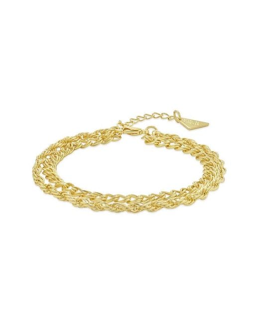 Sterling Forever Metallic 14k Plated Two Layered Chain Bracelet