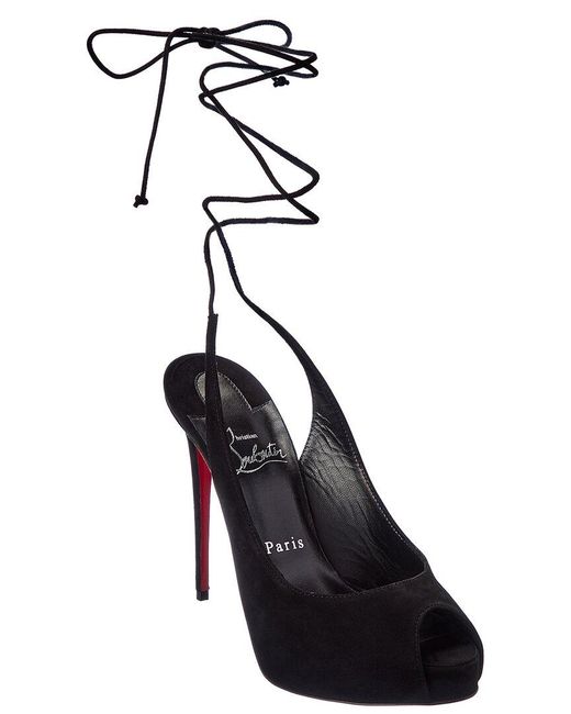 Christian Louboutin Black Lace-Up Nvp 120 Suede Platform Sandal