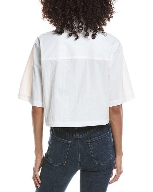 Bernardo White Cropped Button Down Shirt