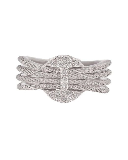 Alor Gray Classique 18k & Stainless Steel 0.1 Ct. Tw. Diamond Cable Ring