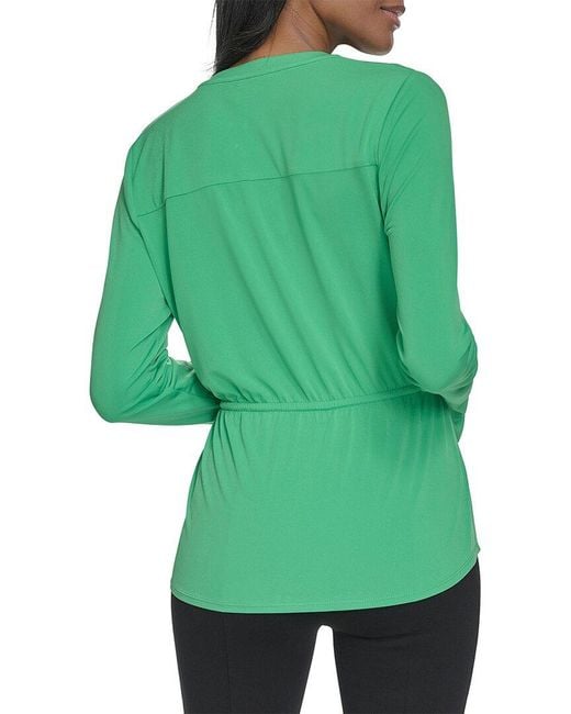 Halston Heritage Green Draped Jersey Top