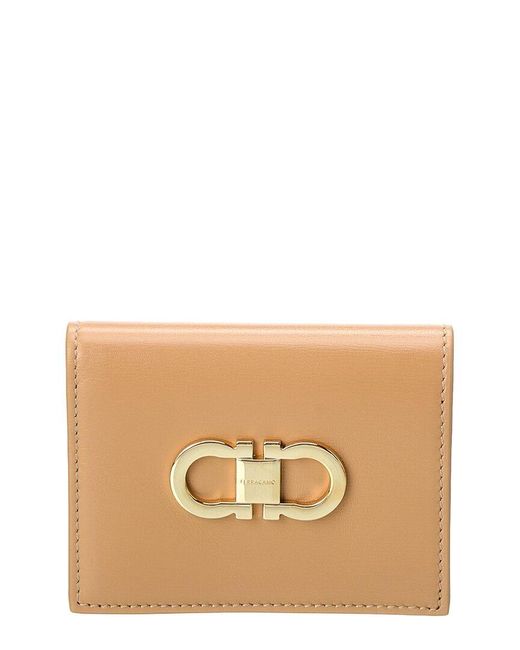 Ferragamo Natural Gancini Leather Compact Wallet