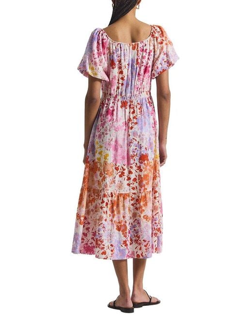 10 Crosby Derek Lam Red Laine Floral Printed Linen-Blend Maxi Dress
