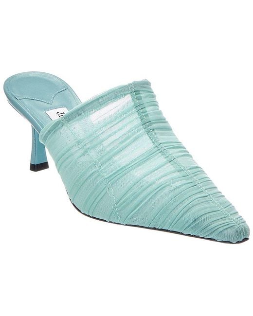 Jimmy Choo Blue Lotta 65 Ruched Tulle Mule
