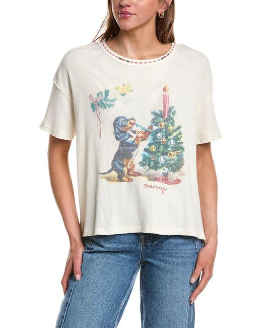 Free People White Merry Meowy T-Shirt