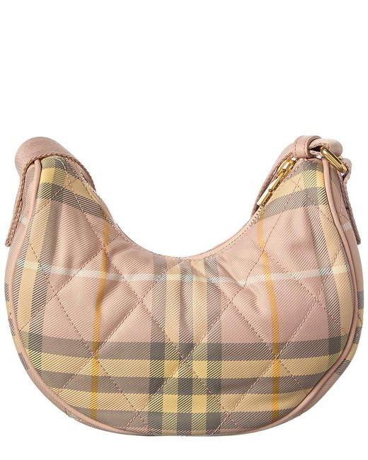 Burberry Natural Horseshoe Check Quilted Canvas Hobo Bag