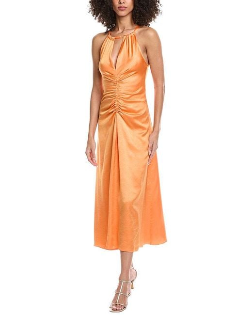 Sandro Orange Woven Maxi Dress