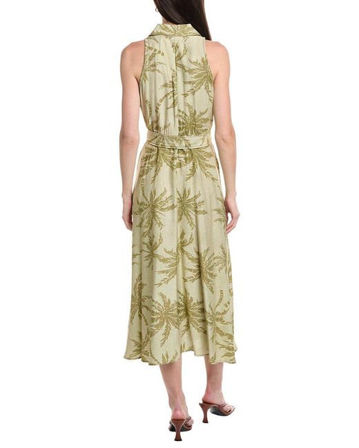 Maison Tara Green Printed Stone Sleeveless Midi Dress