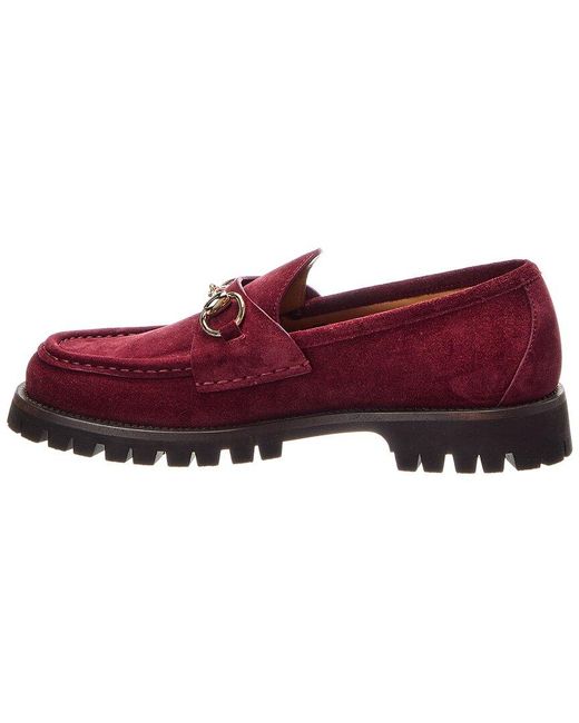 Gucci Red Horsebit Suede Loafer