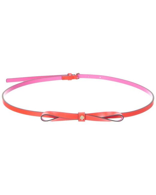 Kate Spade White 10Mm Color Block Bow Leather Belt