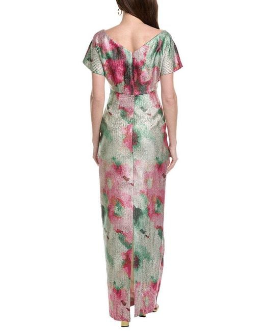 Lela Rose Multicolor Boatneck Gown
