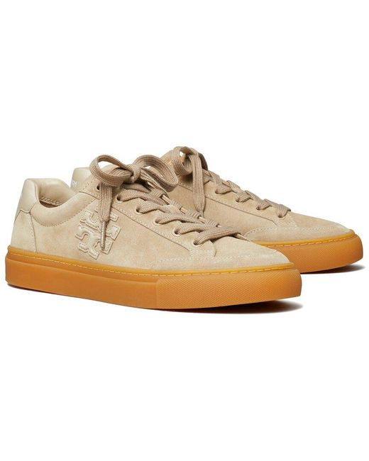 Tory Burch White Color Block Sneaker Suede Sneaker
