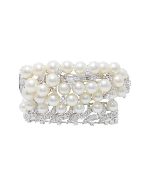 Diana M White Fine Jewelry 18k 3.00 Ct. Tw. Diamond Pearl Bracelet
