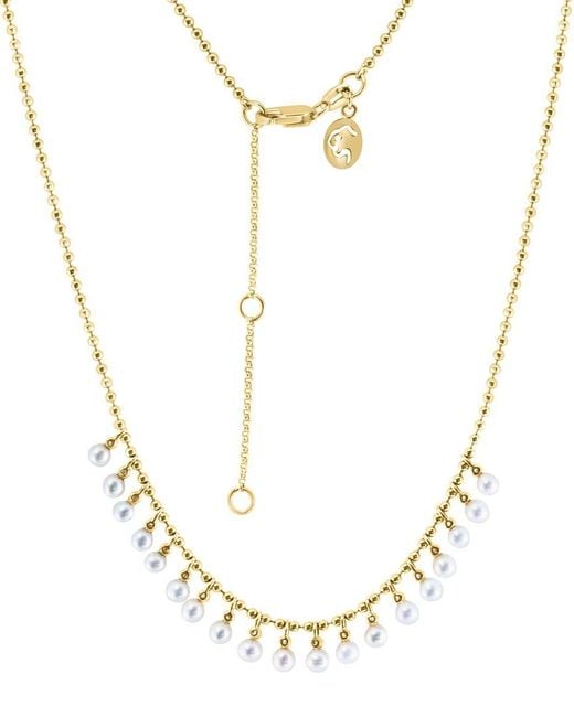 Effy Fine Jewelry Metallic 14K 0.08 Ct. Tw. Diamond & 3Mm Pearl Necklace