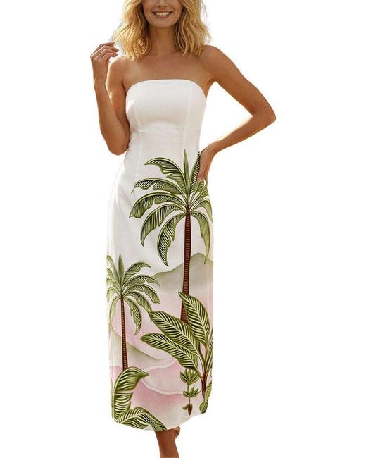 CAMILA BLANCO Green Linen Midi Dress
