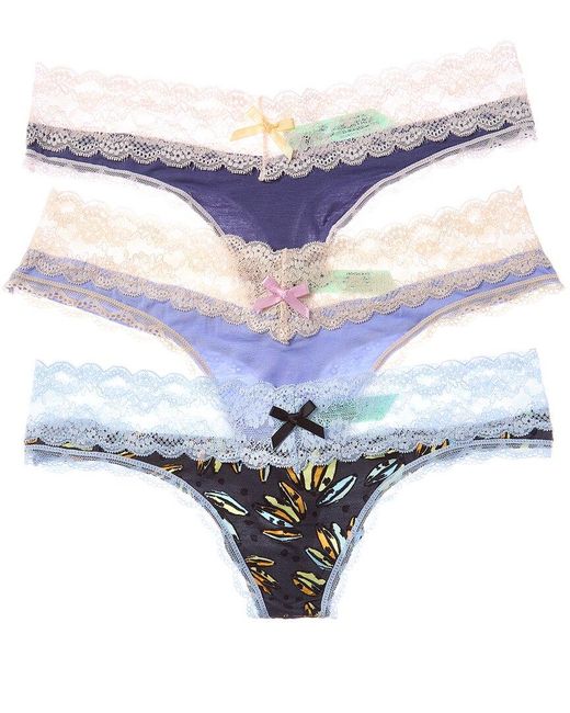 Honeydew Intimates Blue Set Of 3 Ahna Thong