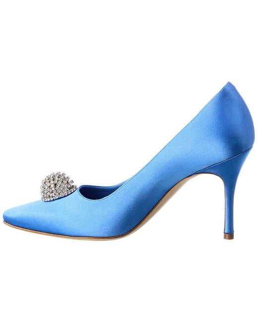 Manolo Blahnik Blue Elbolita 90 Satin Pump