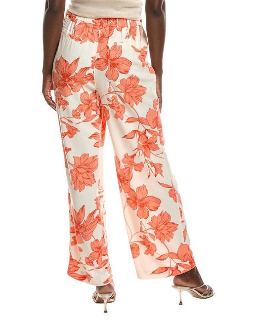 Laundry by Shelli Segal Orange Blossoming Linen-Blend Pleated Pant