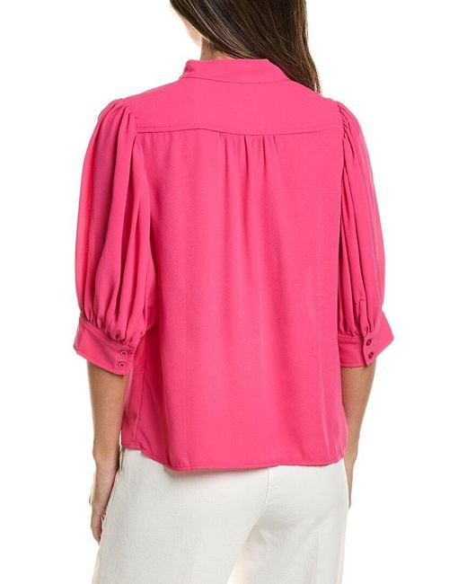 Cece Red Open Collar Top