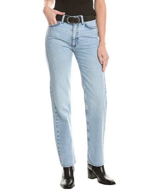 Rag & Bone Blue Hattie Mid-Rise Full-Length Oconee Straight Leg Jean