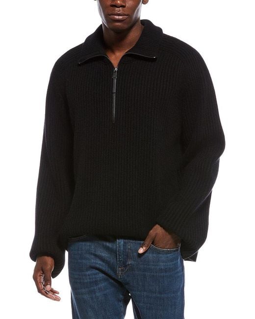Jonathan Simkhai Black Henry Raglan 1/2-Zip Cashmere-Blend Pullover for men