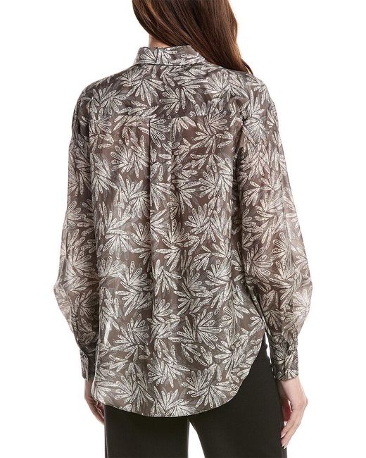 Brunello Cucinelli Gray Silk Shirt