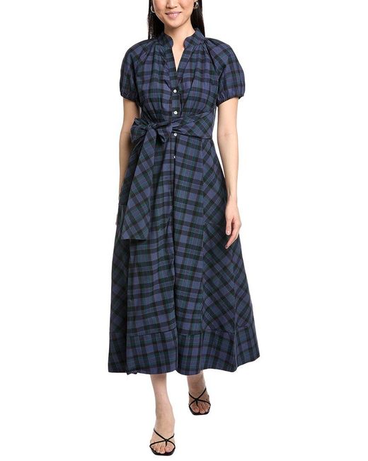 Sail To Sable Blue Blackwatch Abby Midi Shirt Dress