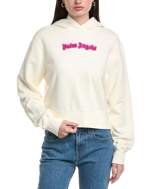 Palm Angels White Hooded Sweatshirt