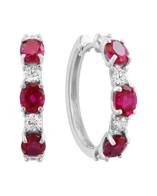 Effy Fine Jewelry Pink 14K 3.06 Ct. Tw. Lab-Grown Diamond & Lab-Grown Ruby Earrings