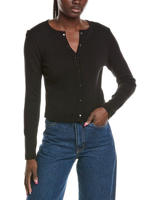 Michael Stars Black Trixie Crewneck Snap Cardigan