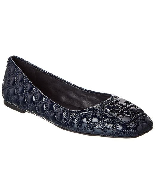 Tory Burch Blue Georgia Quilted Patent Ballet Flat