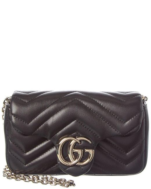 Gucci Gray Gg Marmont Mini Leather Shoulder Bag