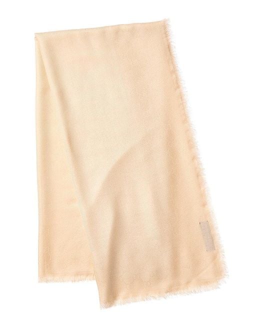 Gucci Natural Gg Wool & Silk-Blend Scarf