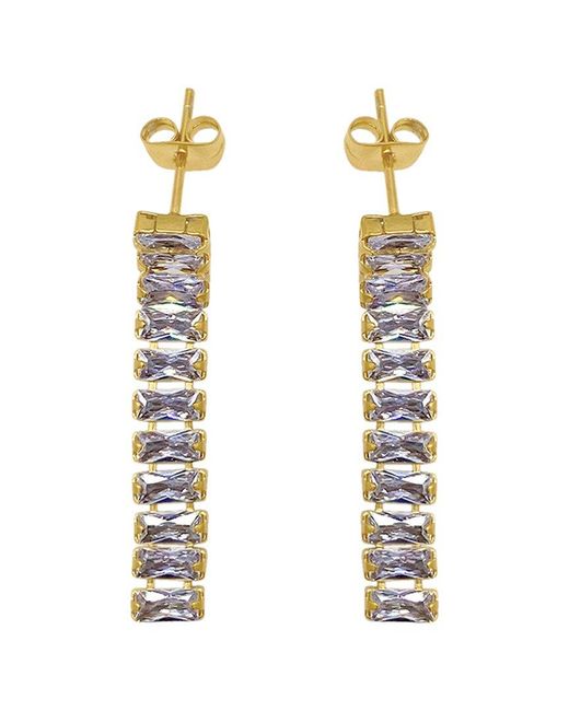 Adornia Metallic 14k Plated Crystal Tennis Drop Earrings