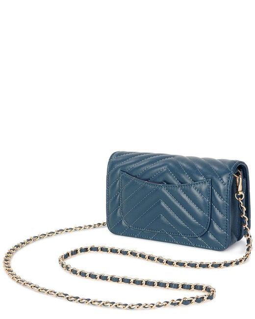 Tiffany & Fred Paris Blue Mini Quilted Leather Flap Bag