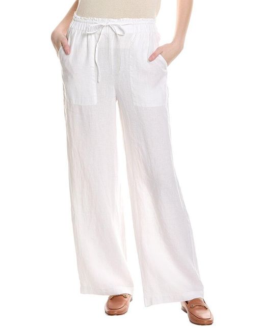 Michael Stars White Jules High-Rise Wide Leg Linen Pant