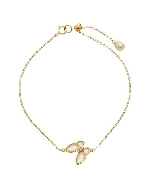 Maitre De Diamant Metallic 18K 0.02 Ct. Tw. Diamond & Pearl Bracelet